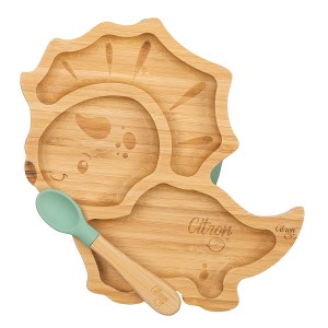 Z1032 - Bamboo Plate with Suction- Dino - Green - Extra 0